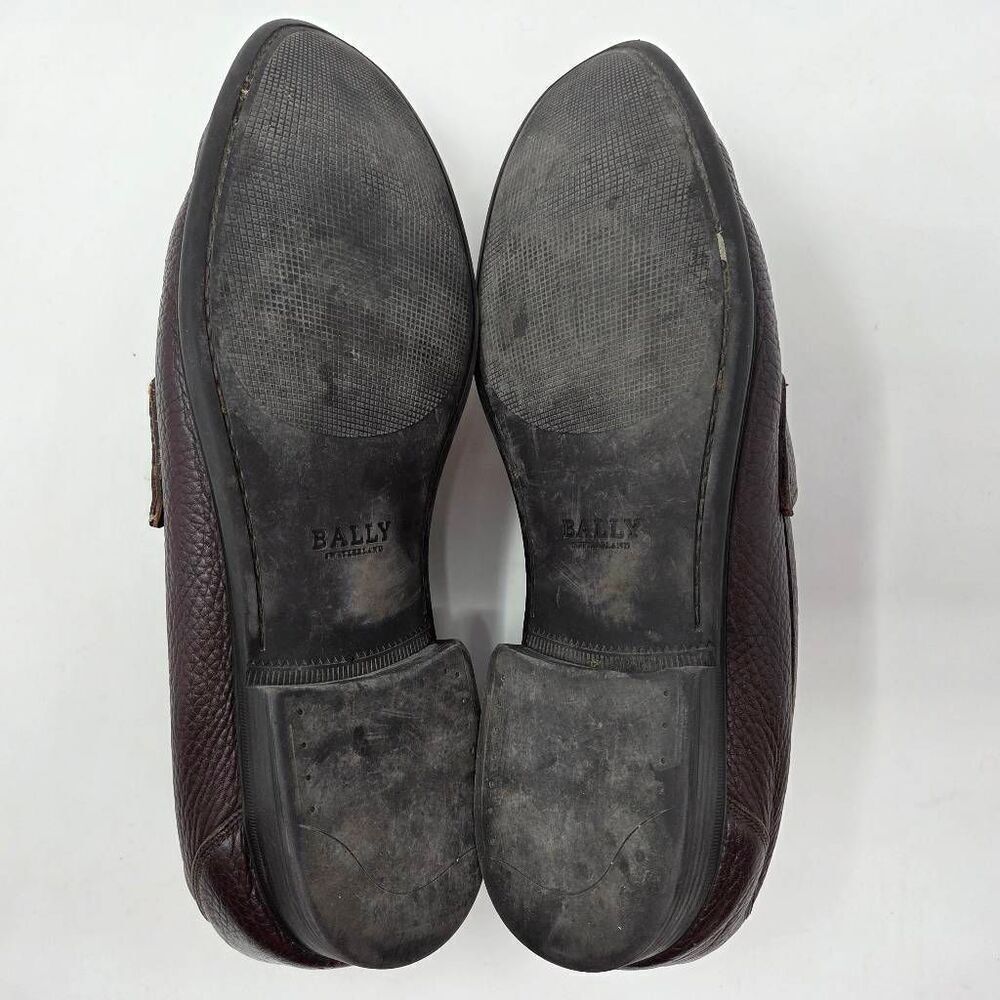 BALLY SWISS CORTON BROWN LEATHER SILVER STRAP BIT LOAFERS MENS SIZE 11 D - Picture 8 of 8